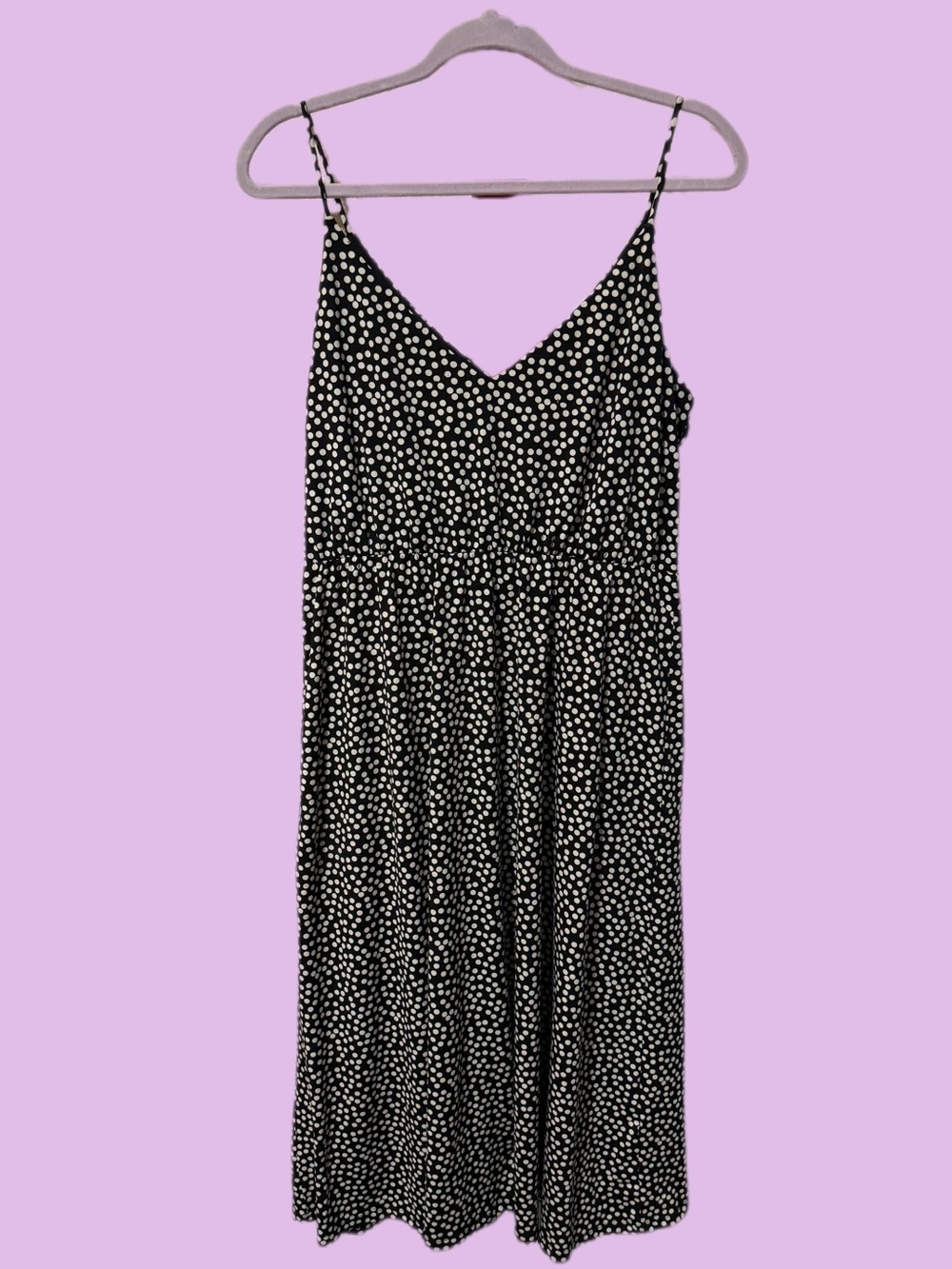 H&M Black and White Polka Dot V-Neck Spaghetti Strap Mini Dress